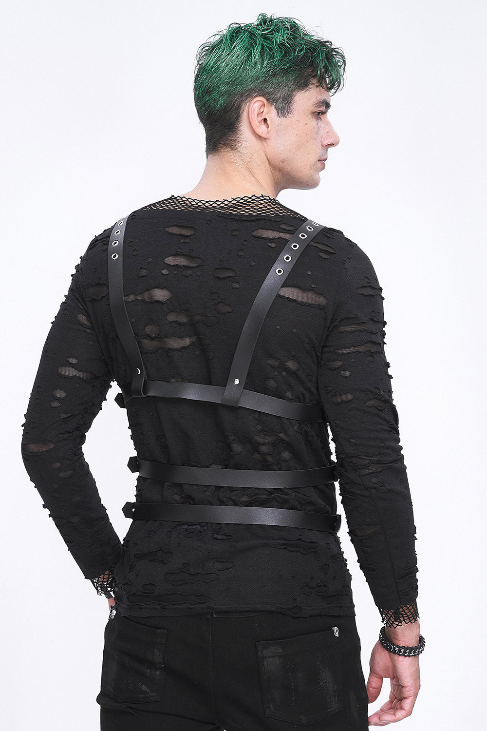 mens vegan leather black harness