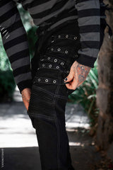 mens eyelet strap punk jeans 