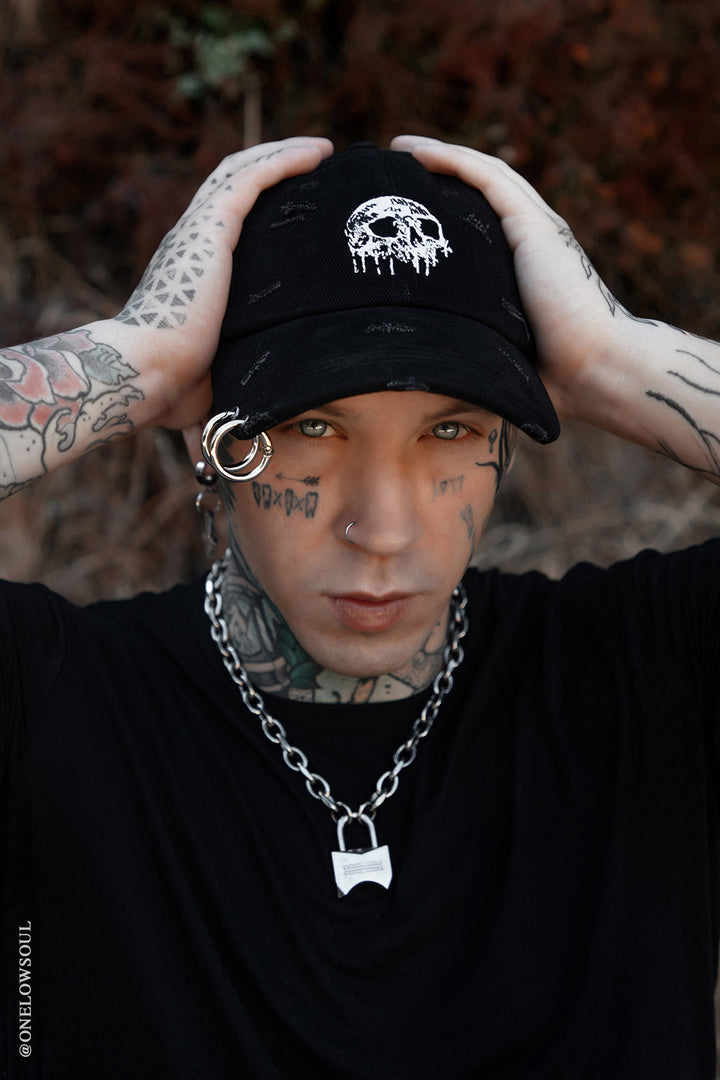 Skull Drip Pierced Baseball Cap