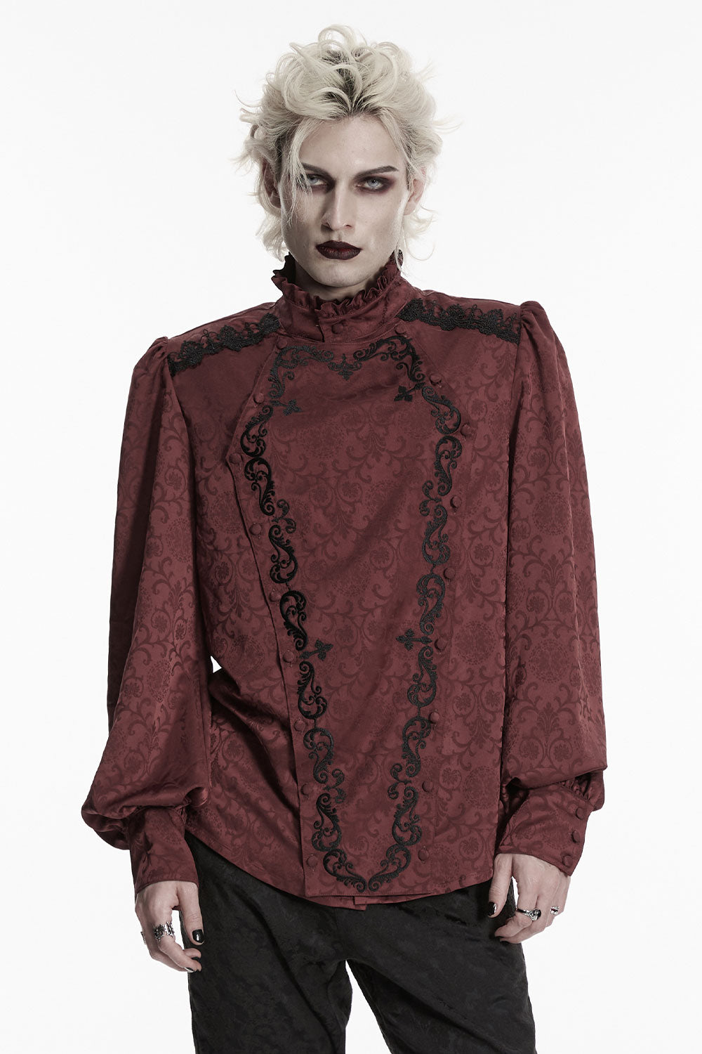 victorian gothic and gothic vampire style mens long sleeve shirt