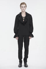 mens long sleeve ruffled shirt with lace cuffs