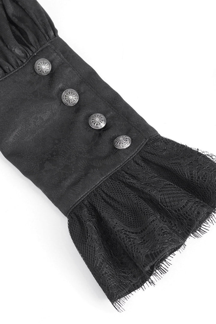 mens black long sleeve trad goth shirt with flared sleeves