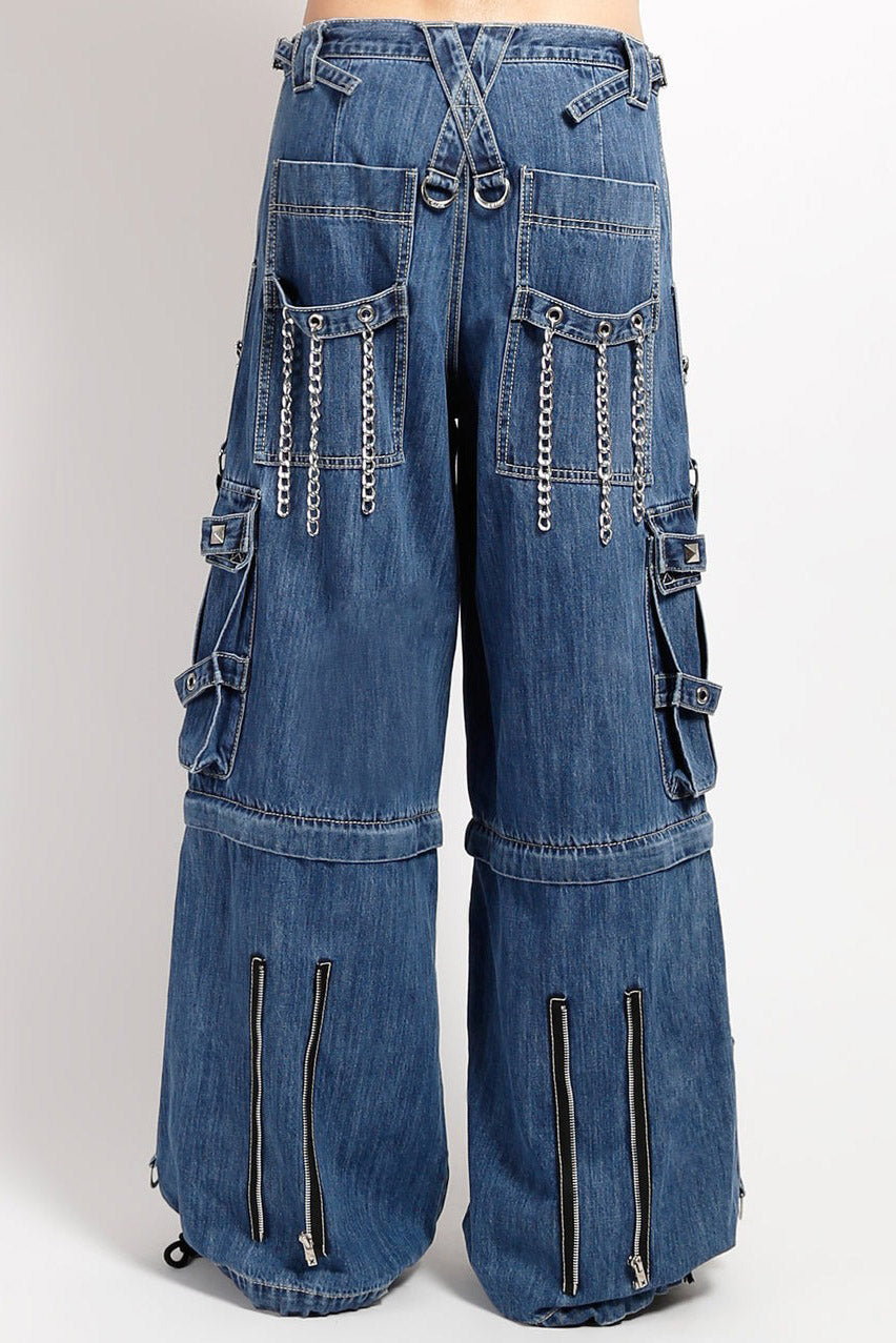 パンツ TRIPP NYC LOCK UP DENIM PANT STORM WASH TRIPP NYC - X-STRAP PANT DIRTY WASH BLUE DENIM