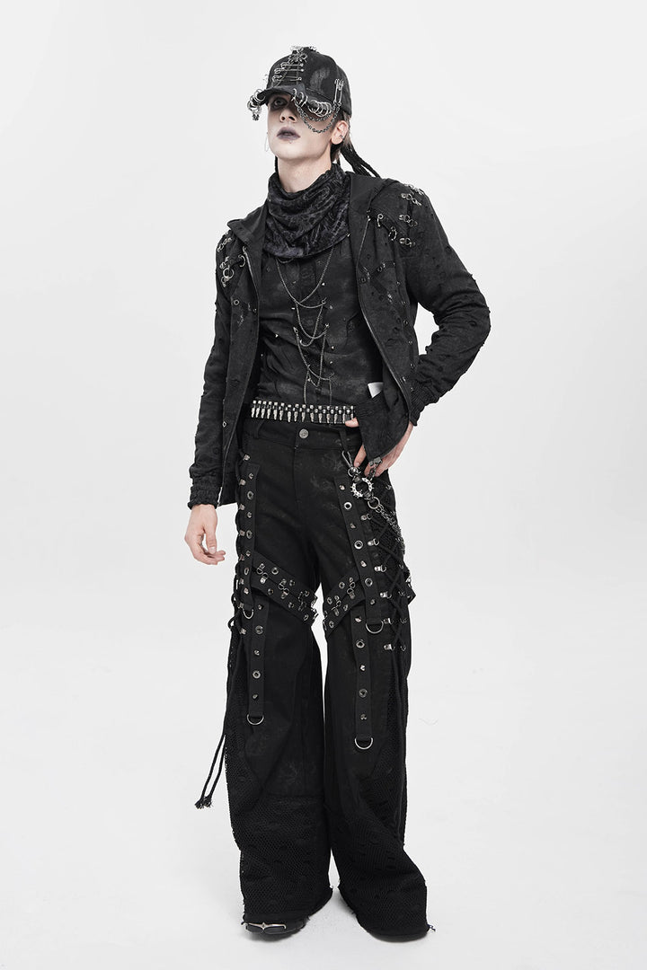 mens distressed piercings gothic hat