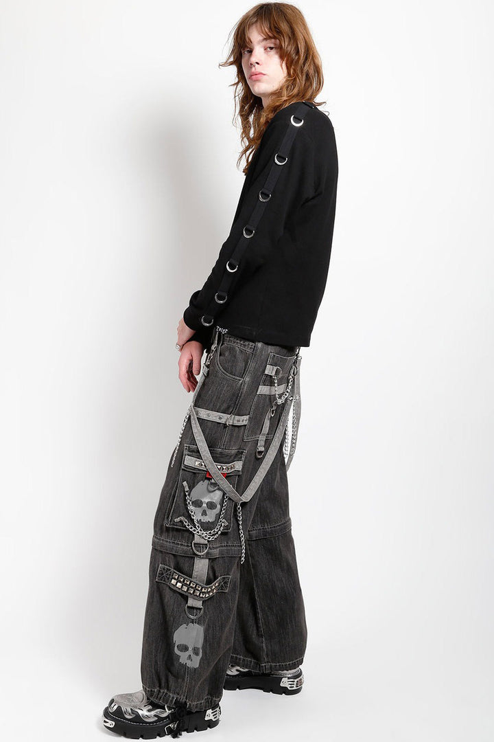 Tripp NYC Super Grey Skull Denim Pants [Black Denim]