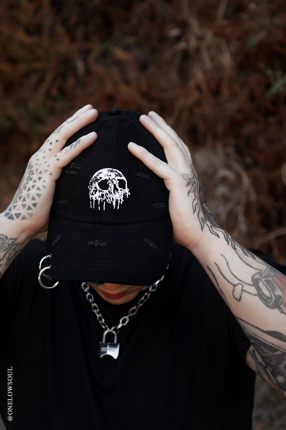 Skull Drip Pierced Baseball Cap