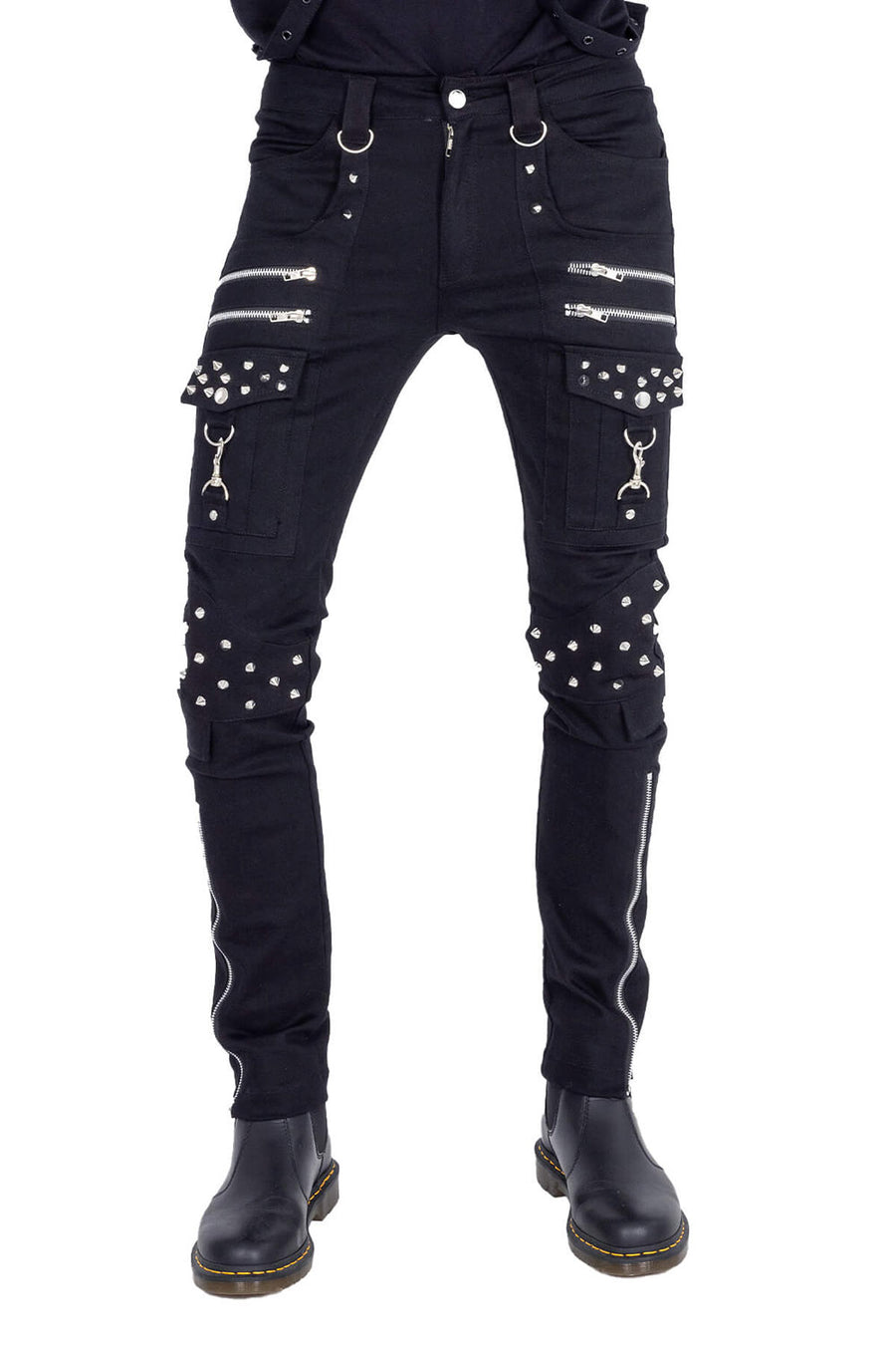 mens punk rock rivet spiked pants