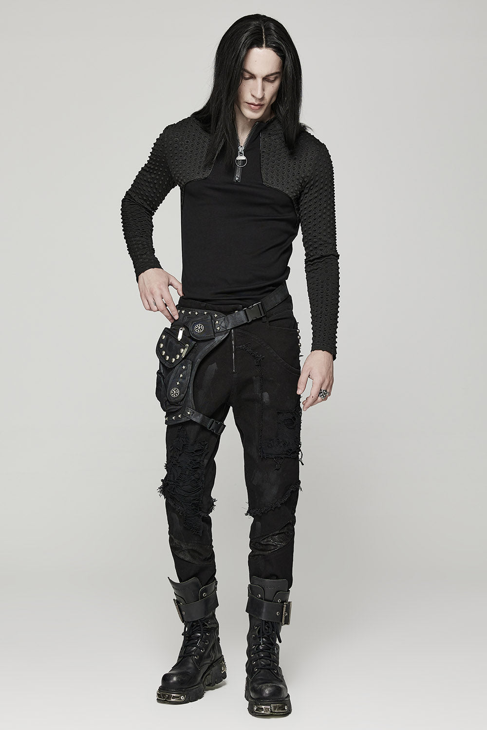 mens grunge leg harness