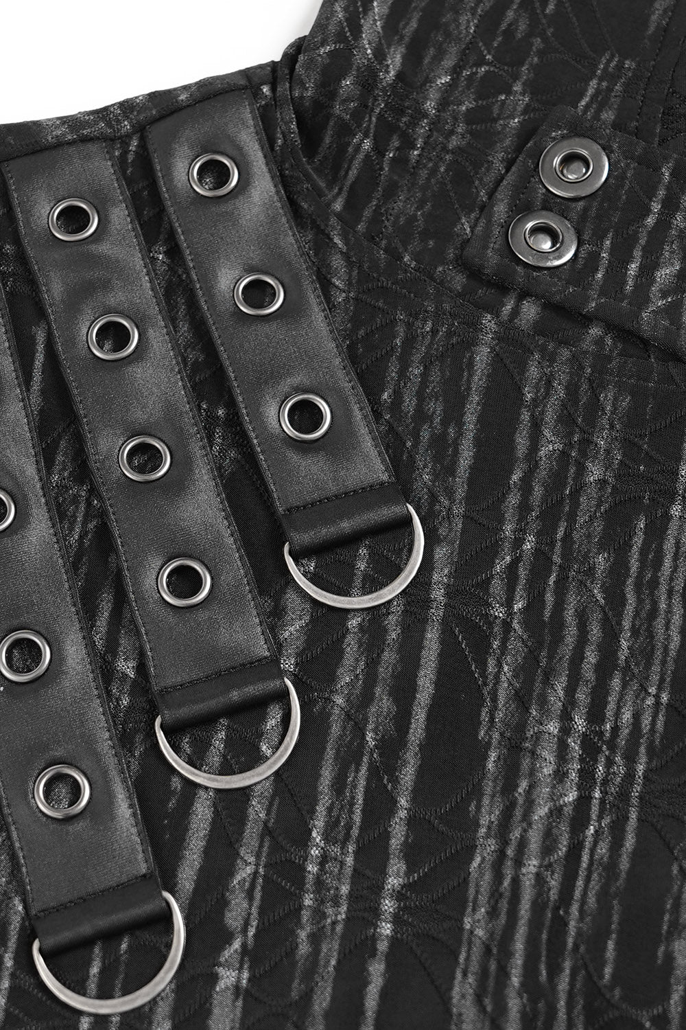 black distressed long sleeve mens cybergoth shirt with thumbhole cutouts by devil fashion