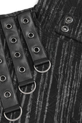 black distressed long sleeve mens cybergoth shirt with thumbhole cutouts by devil fashion