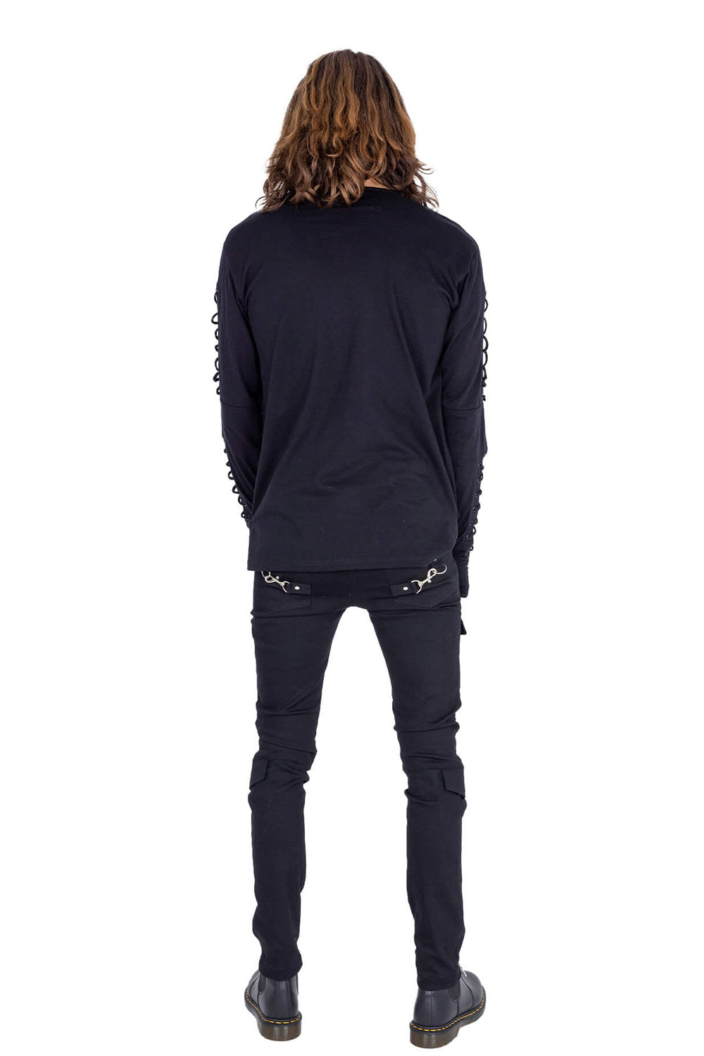 mens black lace up gothic long sleeve shirt