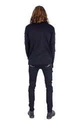 mens black lace up gothic long sleeve shirt