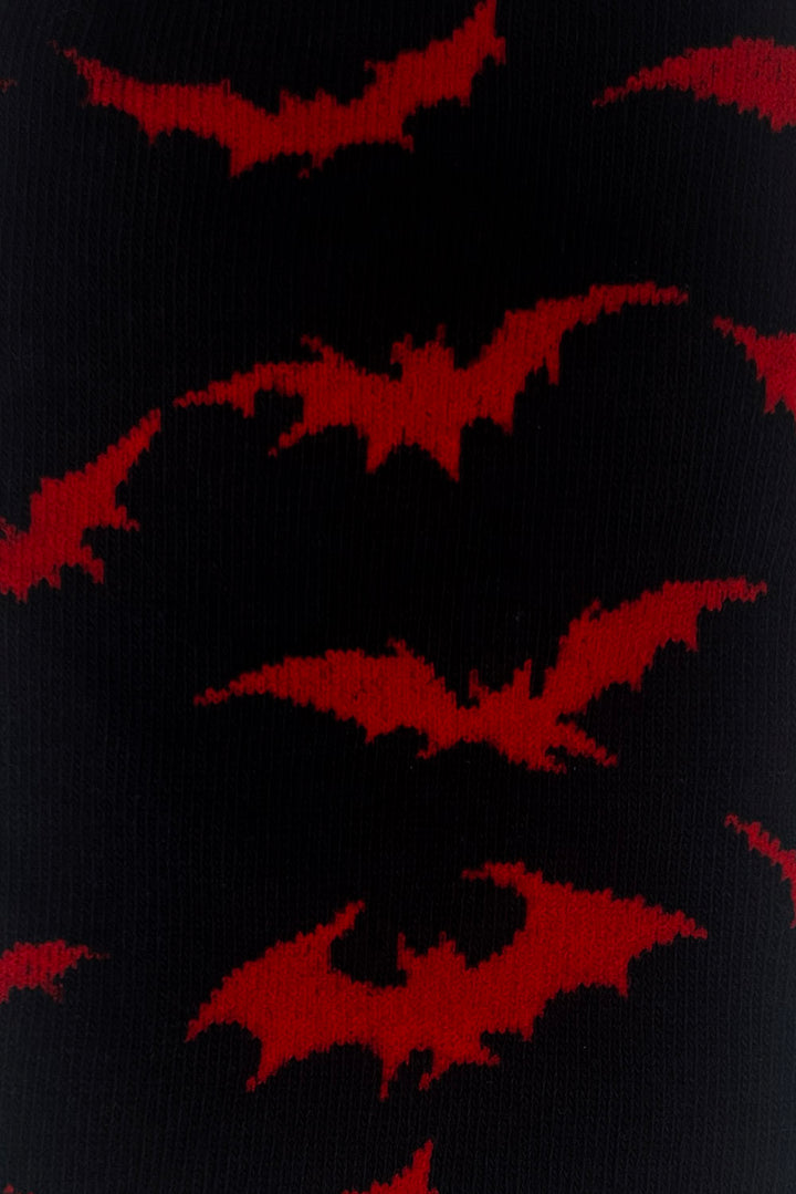 red and black gothic bat socks