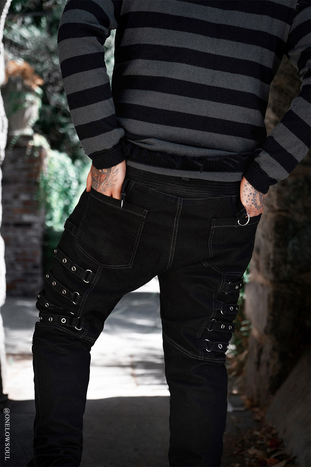 mens grunge goth d-ring pants
