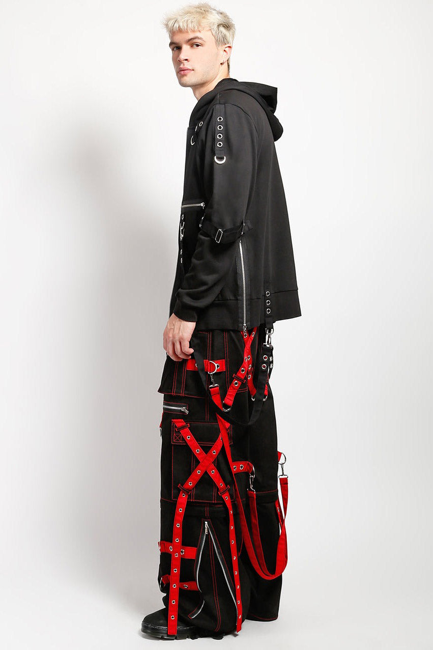 Tripp NYC X-Strap Zip Off Pants [BLACK/RED] - XXS