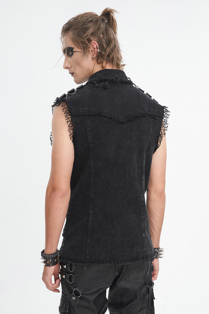 mens shredded ripped gothic top