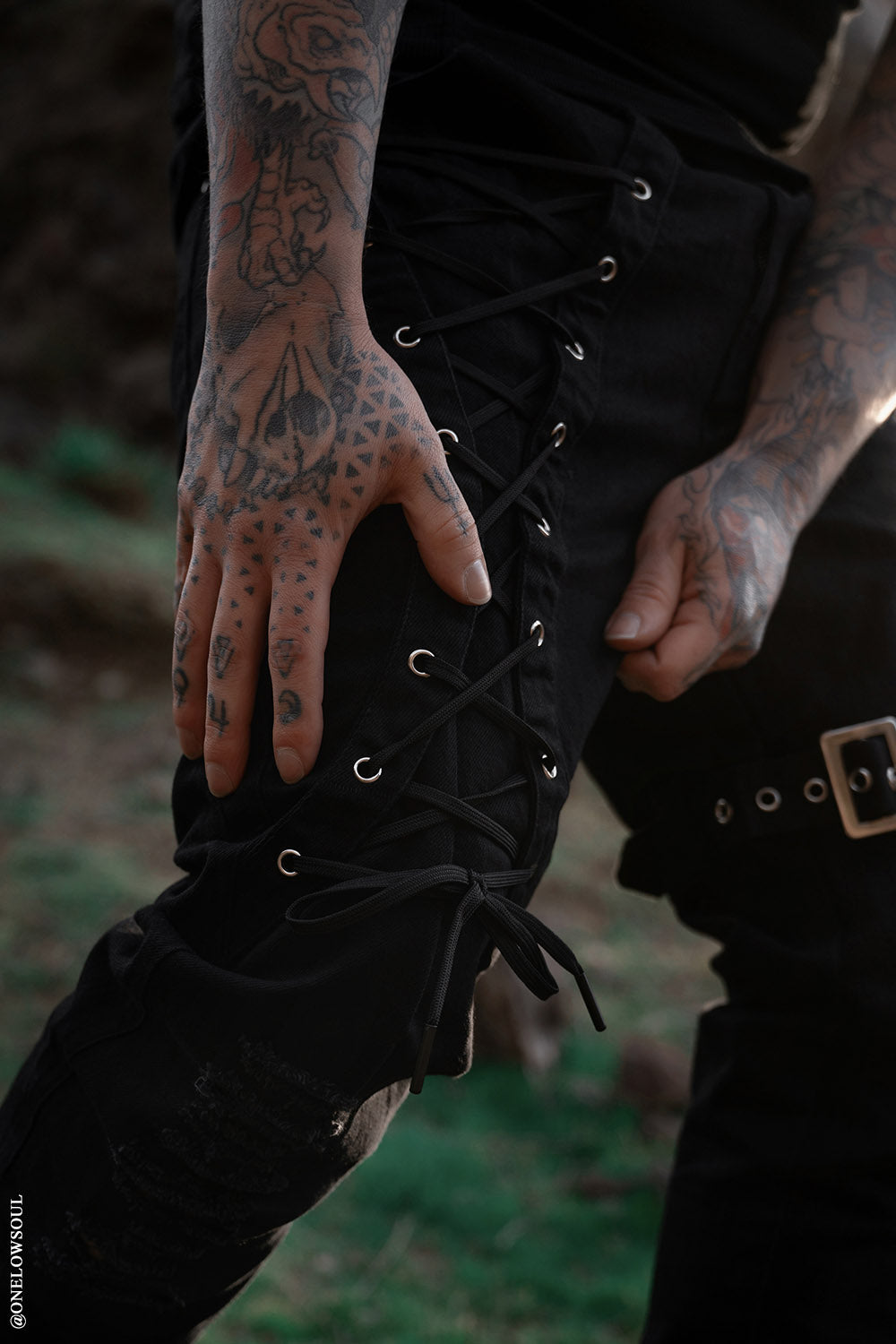 mens lace-up corset jeans