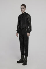 mens black and grey striped vest 