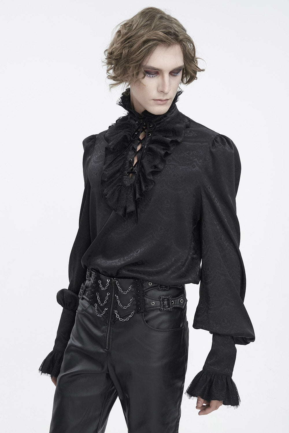 mens black long sleeve vampire goth shirt
