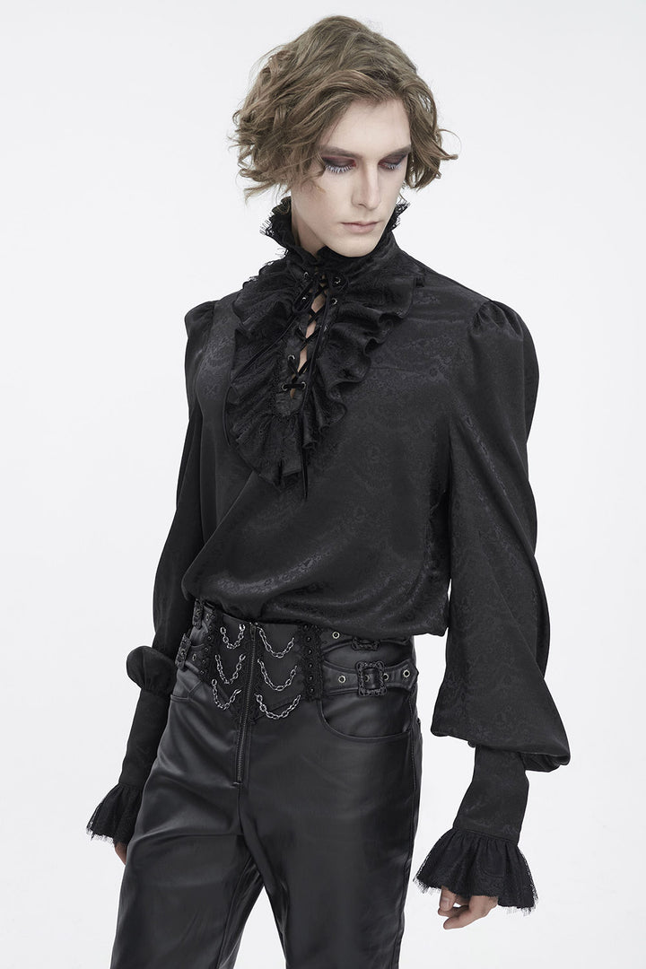mens black long sleeve vampire goth shirt