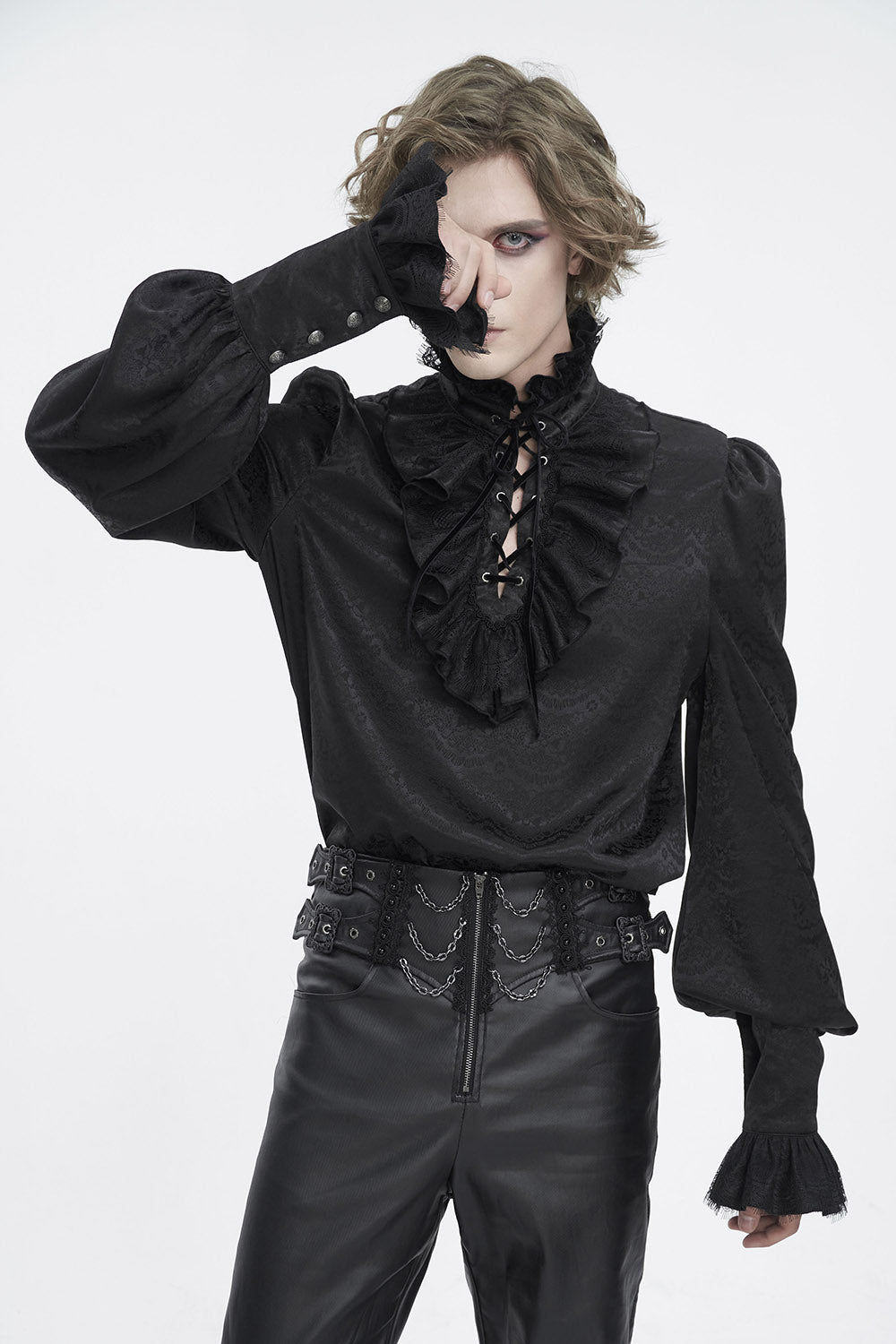 mens black long sleeve pirate shirt