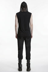 punk streetwear grunge hooded tank top for men