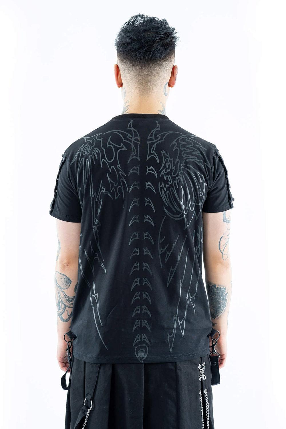 mens angel of death spine and wings graphic t-shirt