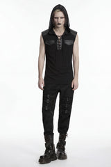 punk grunge hooded tank top for men