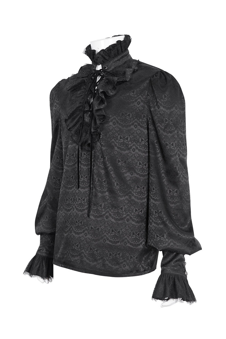 mens black long sleeve haunted mansion dress shirt
