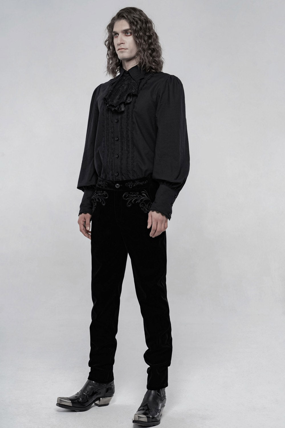 vintage goth mens embroidered pants