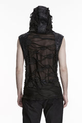 asymmetrical hooded punk vest for men from Punk Rave