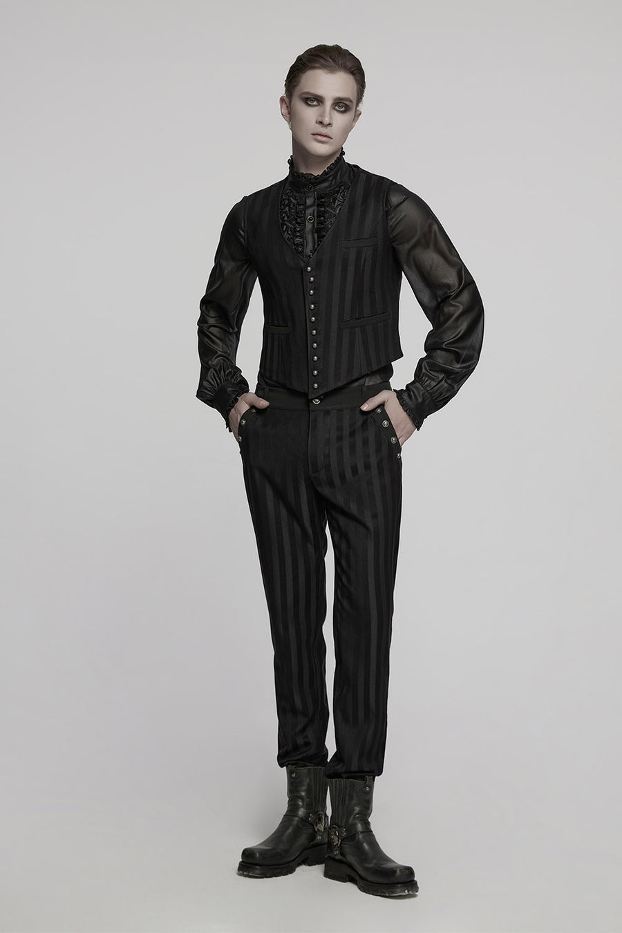 striped victorian goth waistcoat for men 
