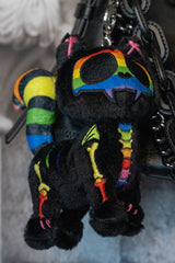 gothic rainbow skeleton kitty cat plush keychain