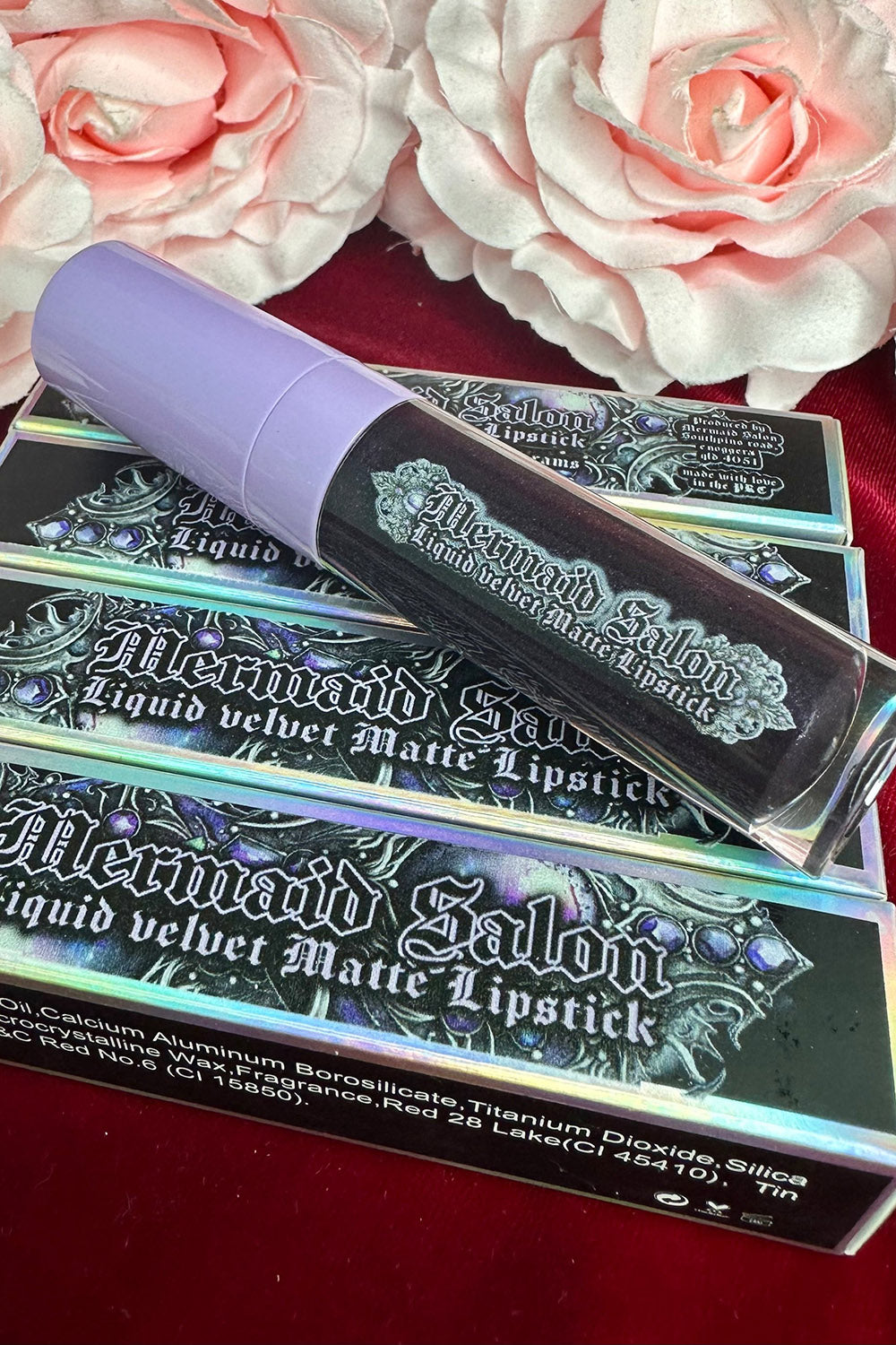 liquid deep purple metallic lipstick