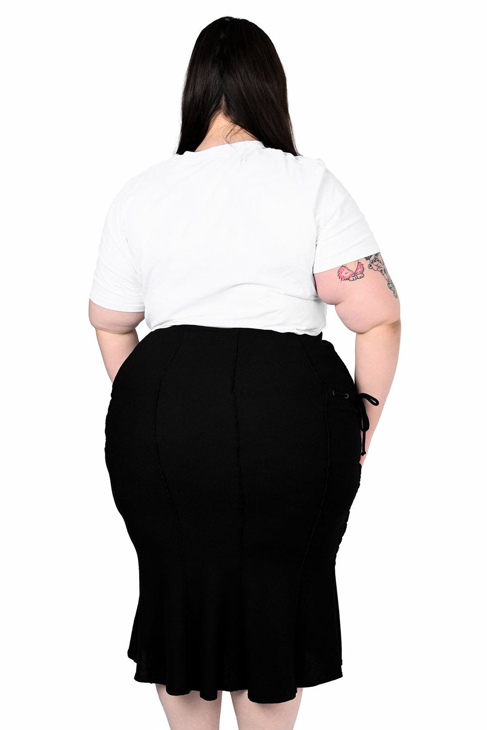 midi length high waisted lace-up skirt