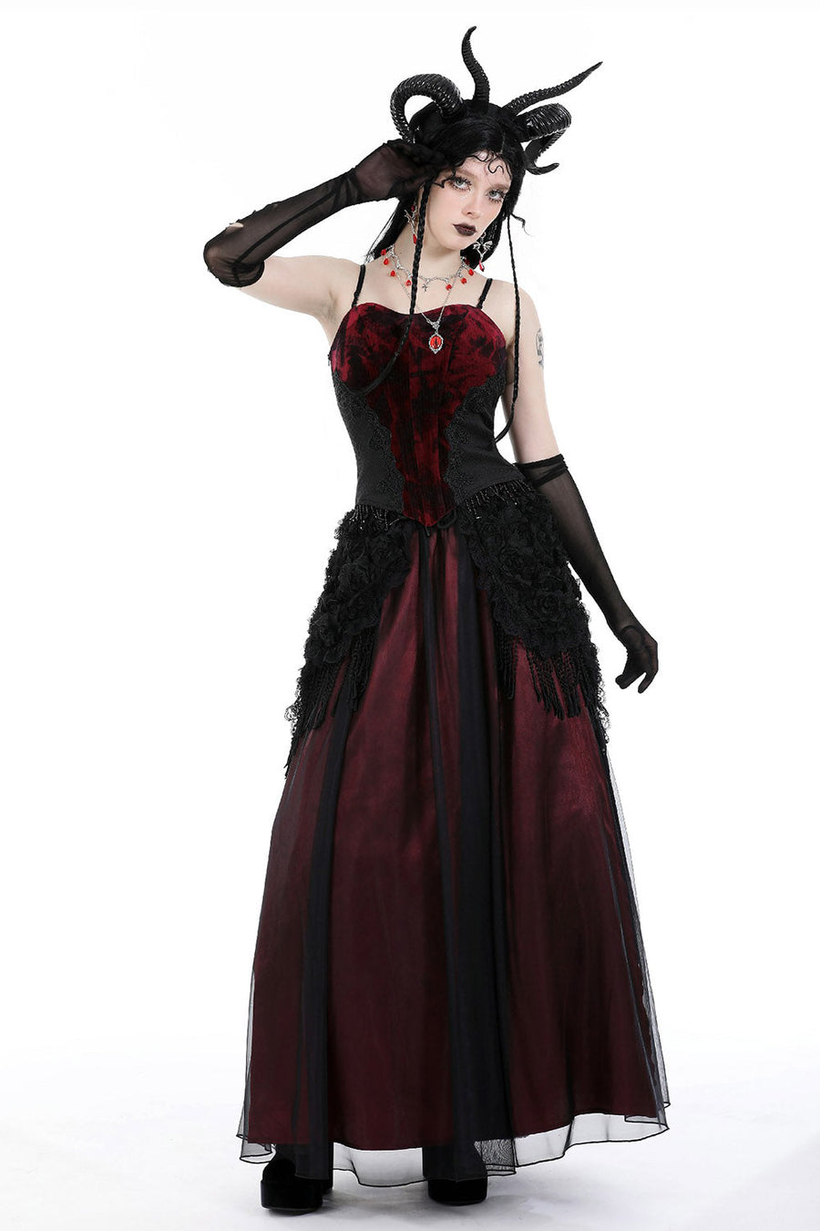 womens steampunk red skirt