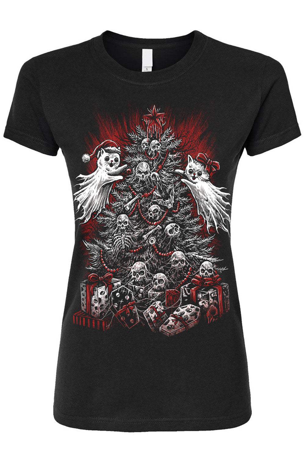 gothic black long sleeve xmas creepy tree t-shirt 