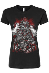 gothic black long sleeve xmas creepy tree t-shirt 