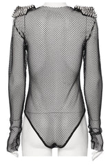 womens rave spiked shoulder bodysuit 