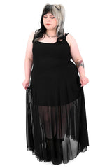 sheer mesh maxi gothic dress
