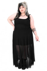 plus size gothic maxi gown with sheer details