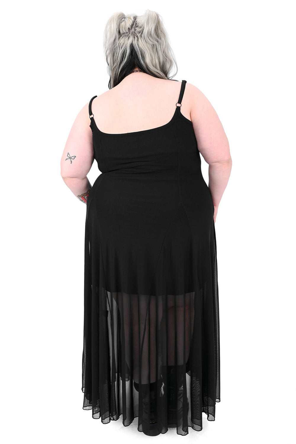 long maxi length plus size sheer mesh skirt flowy dress