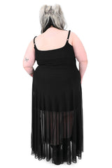 long maxi length plus size sheer mesh skirt flowy dress