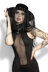 sleeveless dress with coffin cutout