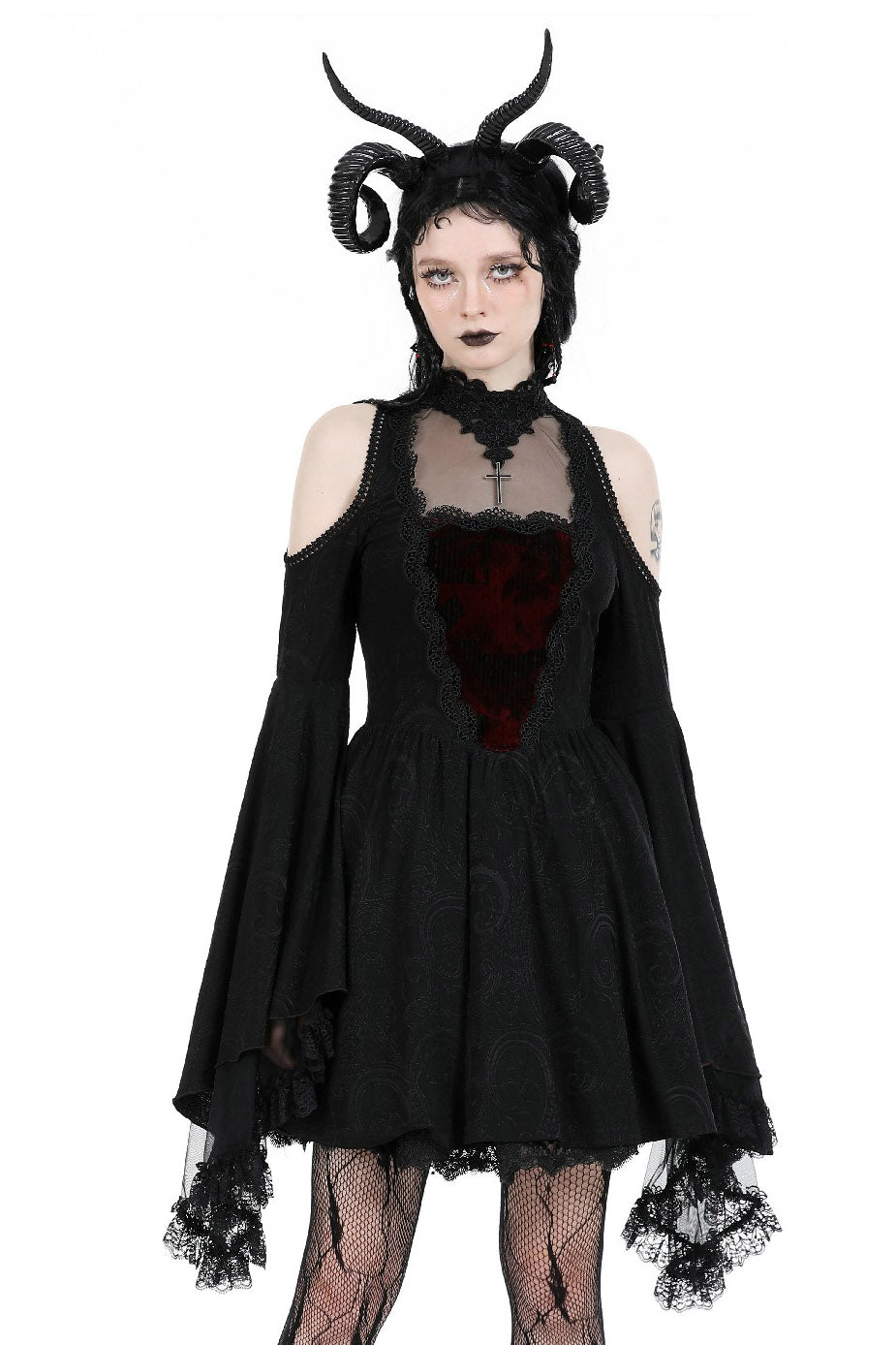 womens black gothic mini dress