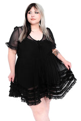 mesh ruffled mini dress by foxblood