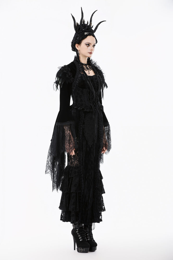 tulle trim long sleeve gothic bolero