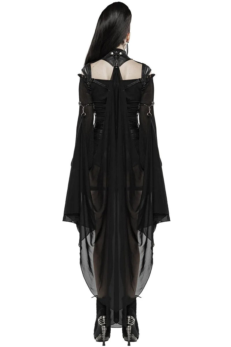 womens occult witchy black sheer mesh cloak