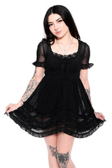 womens mesh little black mini dress