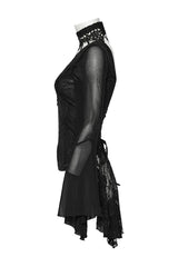 lace-up sheer mesh Jacquard top